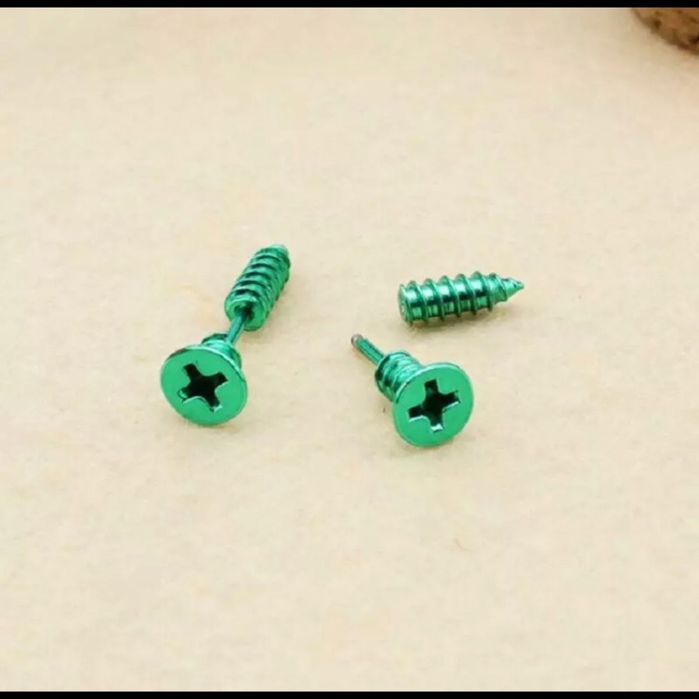 Green Unisex stainless steel screw punk studs